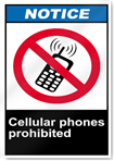 Cellular Phones Prohibited Notice Signs